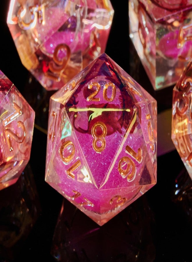 FugaCity DND Dice Set,Liquid Core Handmade Sharp Edge 7 Piece Resin Dice-Dungeons and Dragons Polyhedral Dice Set, D&D Dice Set with Gift Dice Case for RPG MTG Table Games （ - Image 4